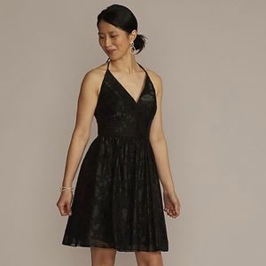 David’s Bridal Jacquard Halter A-line Dress